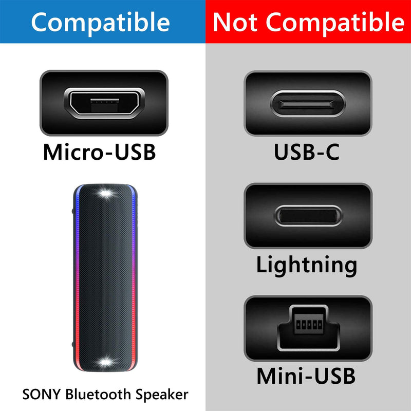 Geekria Charging Cable for Sony SRS-XB32 SRS-XB22 SRS-XB20 SRS-XB31 SRS-XB41 SRS-X11 SRS-XB01 SRS-BTV5 / USB-A to Micro-USB Charger Cord for Sony Wireless Bluetooth Speaker (White 2Pack 1FT)