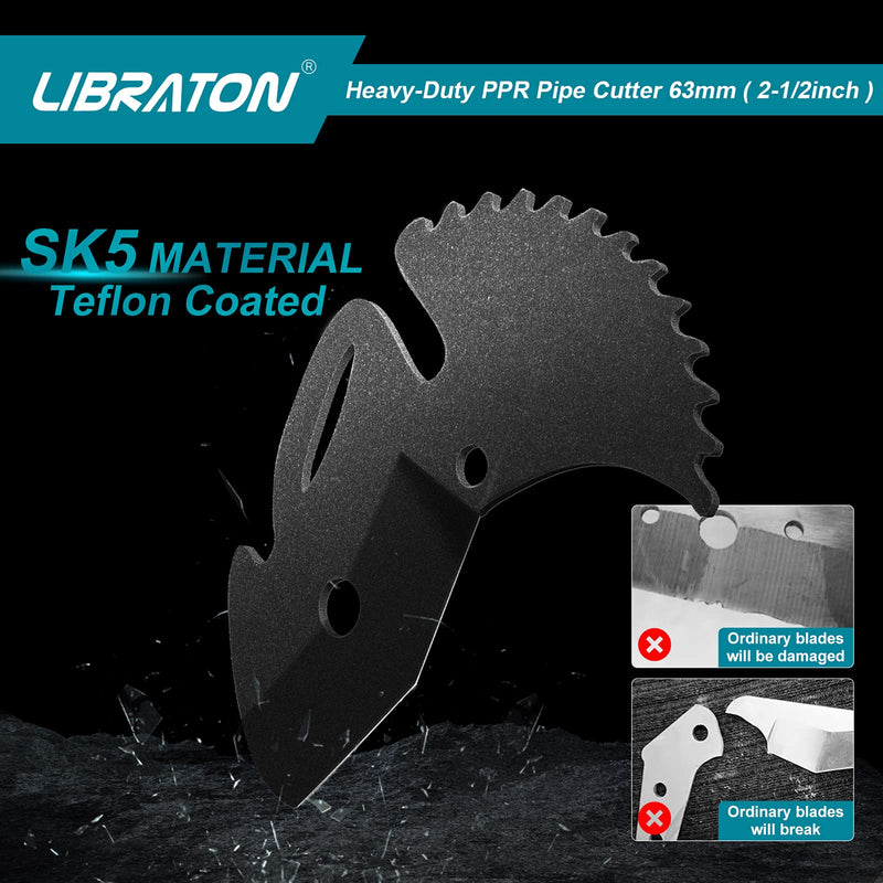 Libraton PVC Cutter, Up to 2-1/2", PVC Pipe Cutter 2 Inch, ABS Pipe Cutter, Ratchet Pipe Cutter Heavy-Duty, Pex Cutting Tool, PEX Pipe Cutter for Cutting PEX, PVC, PPR Plastic Hoses and Plumbing Pipe
