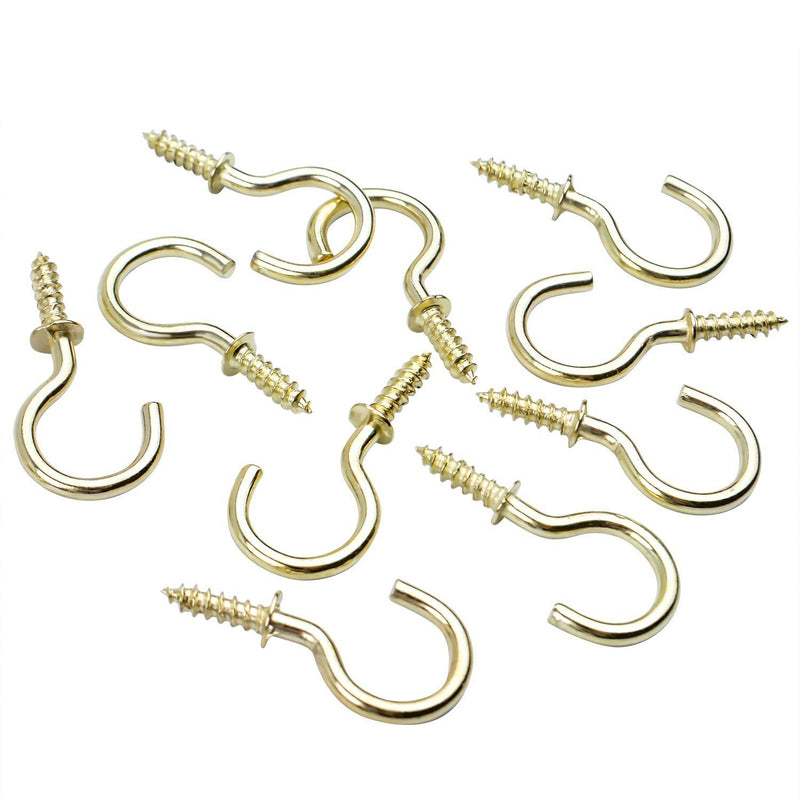 Aylifu Ceiling Screw Hooks, 100 Pieces 3/4 Inch Cup Hooks Screw-in Hooks for Hanging Plants Mug Cup, Gold