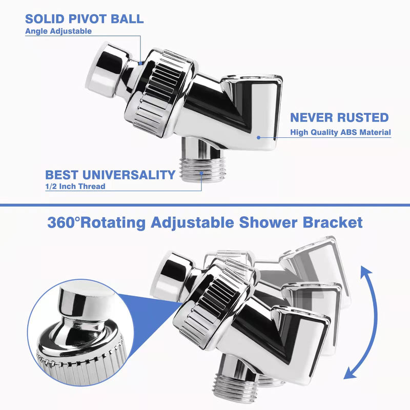 Shower Head with Hose and Hose Holder, 59 inches Expandable Shower Hose Extra Long for Bathing Toilet Cleaning, Leakproof Flexible Shower Hose Extension for shower head, Adjustable Shower Hose Holder Blue With Hose & Holder