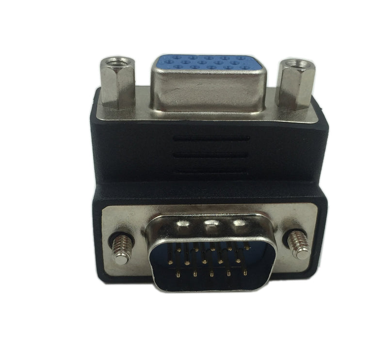 CERRXIAN 90 Degree VGA 15 Pin Male to Female Extension Cable Converter Adapter Coupler