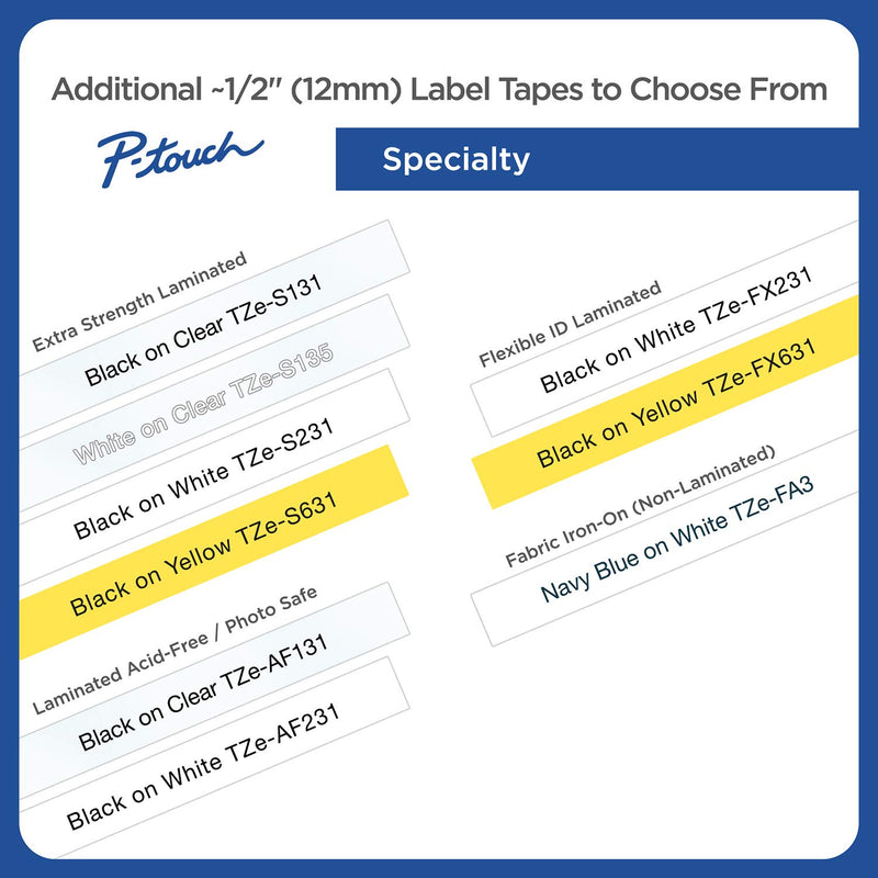 Brother P-touch TZe-M31 Black Print on Premium Matte Clear Laminated Tape 12mm (0.47”) wide x 8m (26.2’) long, TZEM31 Black on Matte Clear TZe Tape