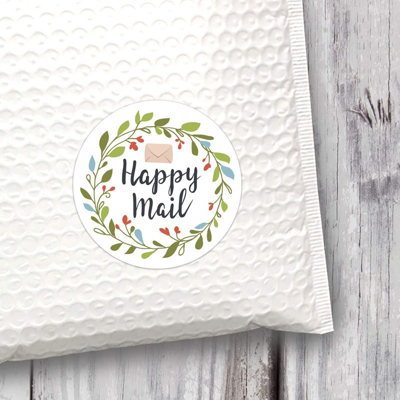 Happy Mail Stickers, Small Business Stickers, Stickers for Packages, Thank You for Your Order Stickers for Business Online Shop Owners, 500 Stickers per roll, 6 Chic Designs.