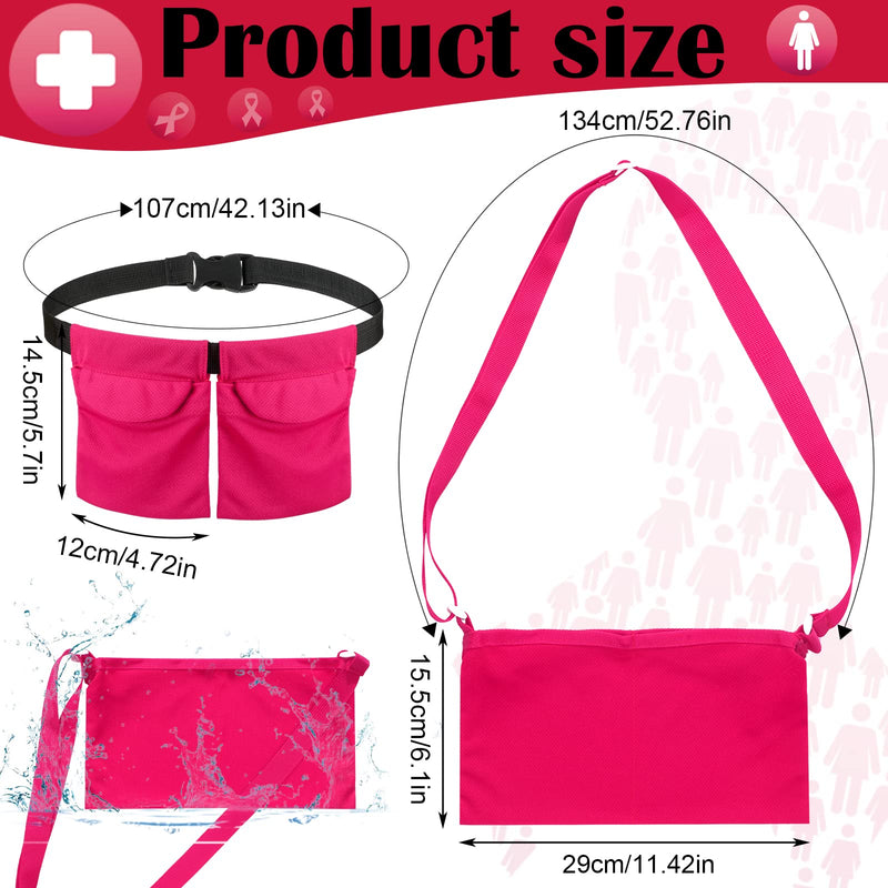 Mastectomy Drainage Pouch with Shower Bag Adjustable Mastectomy Drain Holder Waist Belt Breast Drainage Carrier for Mastectomy Breast Reduction Augmentation Recovery Support Patient Care Kit Rose