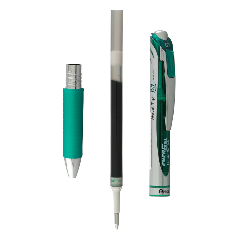 Pentel Refill Ink for BL57/BL77 EnerGel Liquid Gel Pen, 0.7mm, Metal Tip, Green Ink, Box of 12 (LR7-D-12)