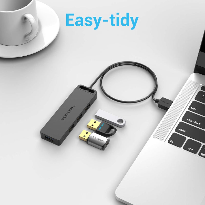 USB Hub, VENTION 4-Port USB 3.0 Hub 3FT Ultra-Slim Data USB Splitter Charging Supported Compatible for MacBook, Laptop, Surface Pro, PS4, PC, Flash Drive, Mobile HDD