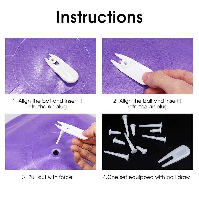 Aster Yoga Ball Fitness Exercise Ball Air Stopper Plug Pin Adapter Kit, Exercise Ball Plug Replacement Kit 5Pcs Large Plug& 1 Remover