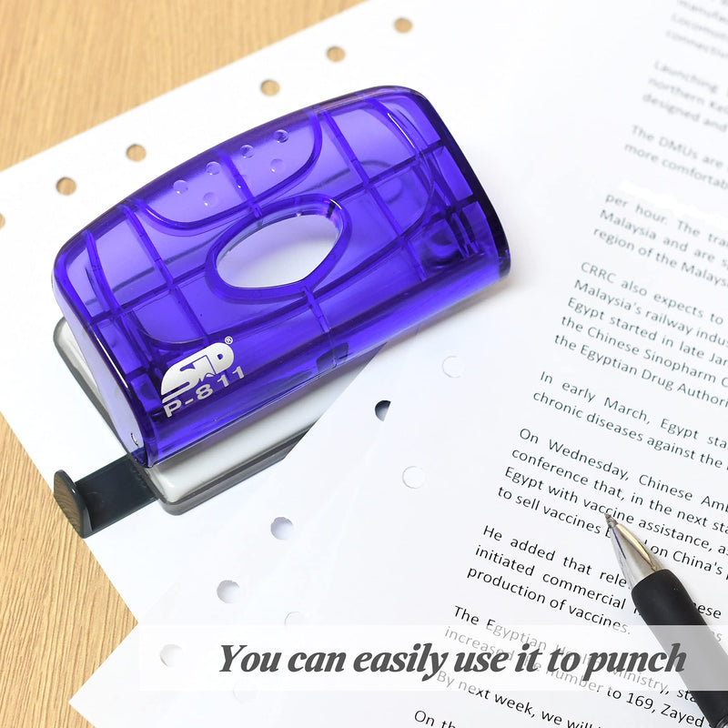 Weibo Heavy Duty 2-Hole Punch Tool, Adjustable, Hand Held Commercial Effortless Punching levenger Hole Puncher, 10 Sheet Punch Capacity, Purple