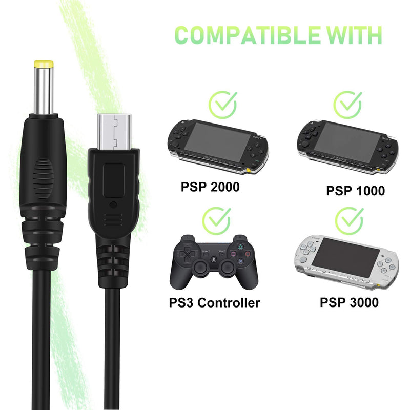2 Pack PSP Charger Cable, Portable USB PSP Power Cord & Data Cable for Sony PSP 1000 2000 3000, Charging Cord 2-in-1