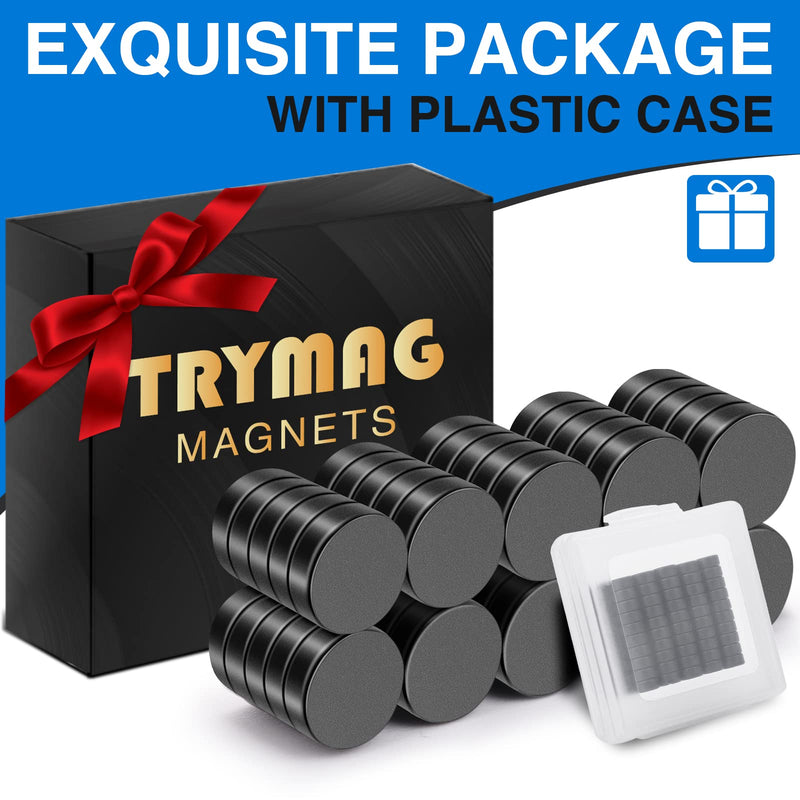 TRYMAG Small Refrigerator Magnets, Rare Earth Magnets, 50Pcs Black Strong Neodymium Disc Magnets for Fridge, Whiteboard, Billboard, Crafts, Office, Tiny Round Button Magnets A2: 10x3mm 50p-Black