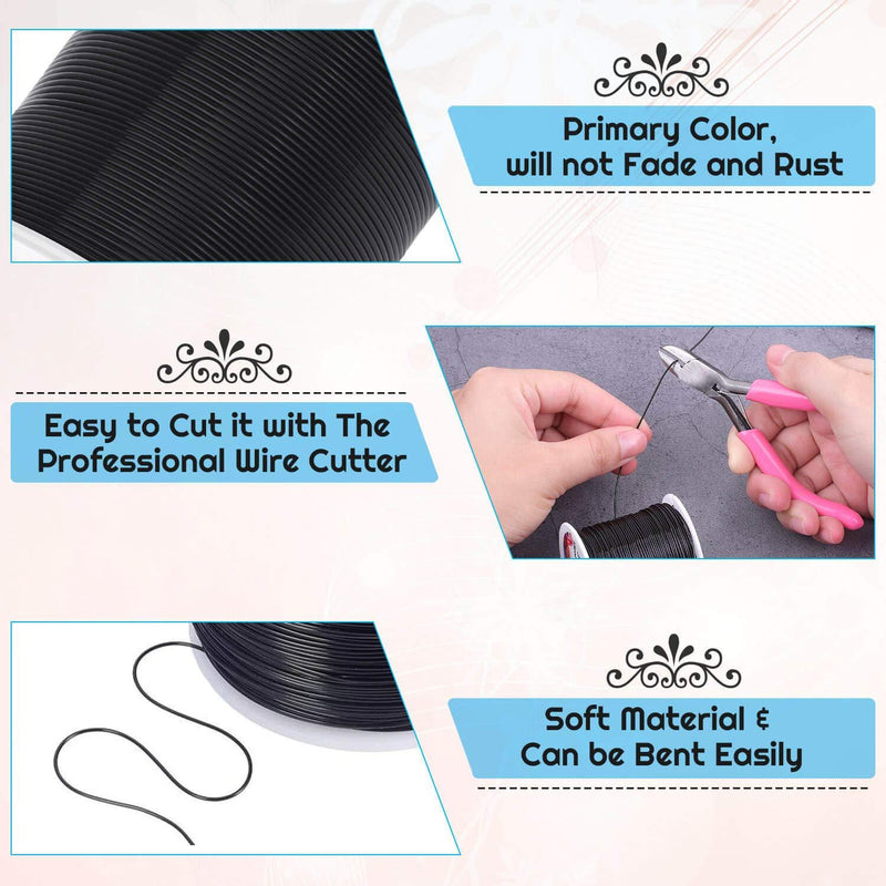 20 Gauge Jewelry Wire, Anezus Craft Wire Tarnish Resistant Copper Beading Wire for Jewelry Making Supplies and Crafting (Black) Black