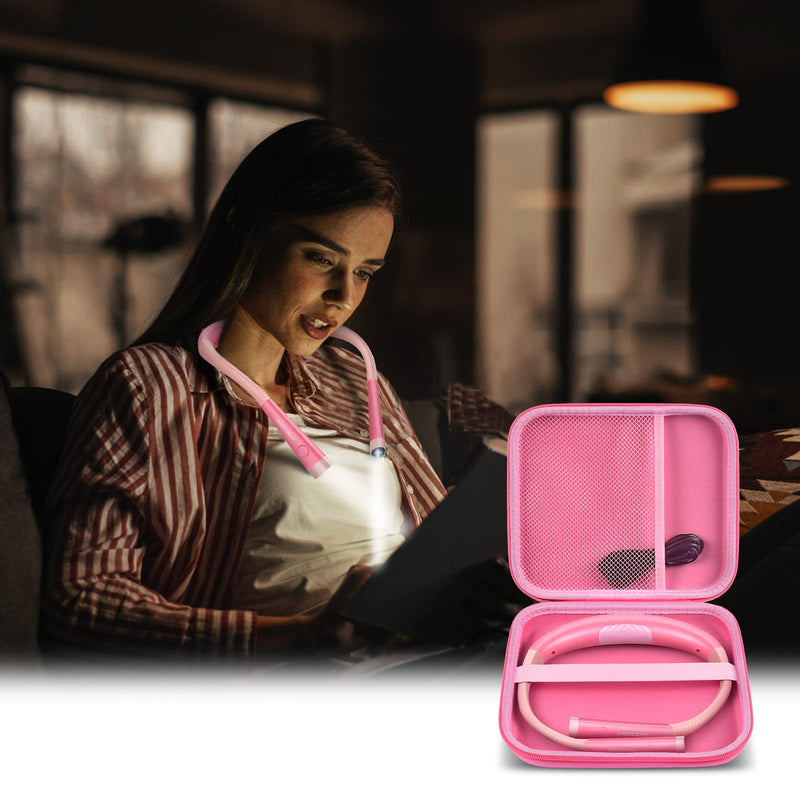 Case Compatible with Glocusent/ for Vekkia/ for LITOM/ for LEDGLE/ for TAKKUI/ for TSINGREE LED Neck Reading Light Book Light for Reading in Bed. Storage Carrying Holder for USB Cable (Box Only) -Pink Pink