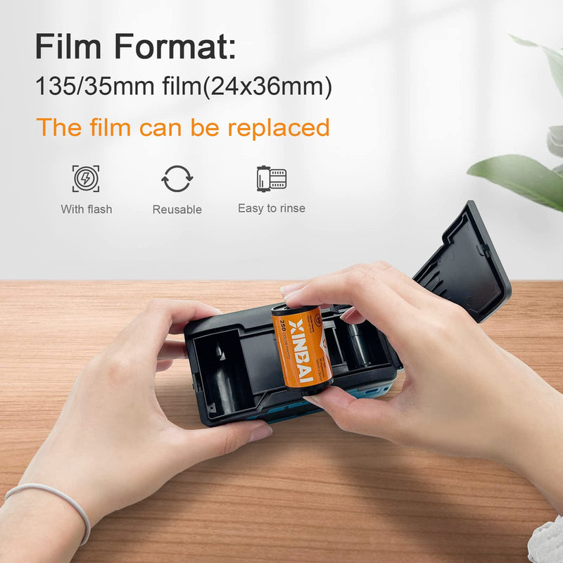 B10 Reusable 35mm Film Camera Use 135/35mm Film (24Ã—36mm), Creative Gifts Vintage Film Camera with Flash, for Kids and Adults (Black)