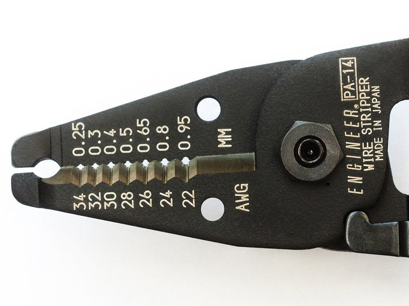 ENGINEER PA-14 Professional Precision Wire Strippers for thin wire (AWG34 - AWG22), sharp and perfectly round finishing edge, Spring loaded Comfortable Handles, Made in Japan