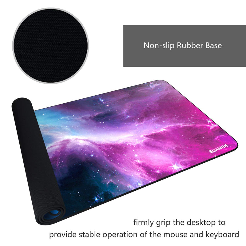 BUANIIH Gaming Mouse Pad, Extended Mouse Pad Large Mouse Pad with Anti-Slip Rubber Base and Durable Stitched Edges, Ultra Thick 3mm, XL Gaming Mouse Pad Keyboard Pad for Computer, Desktop&Laptop 300*700*3mm Blue Purple Galaxy