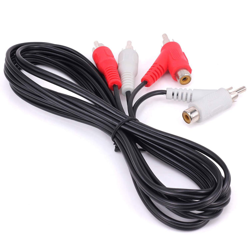 Yeworth RCA Audio Piggyback Extender Cable, 5Ft 2 RCA Male to 2 RCA Male + RCA Female Piggyback Extension Audio Video AV Adapter Cord