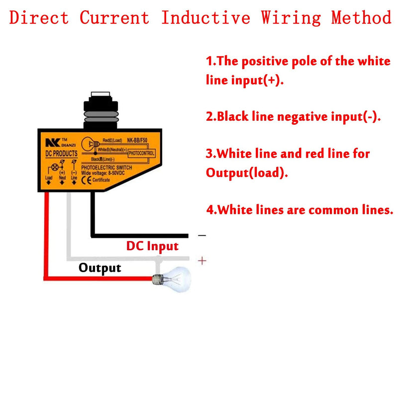 5 Pack Direct Current Photoelectric Switch,12V/24V/36V/48V Photocell Switch,DC 8V to 50V Light Control Switch,with Automatic Illumination Detection Circuit,Dusk to Dawn Photocell Light Switch 5 Pack