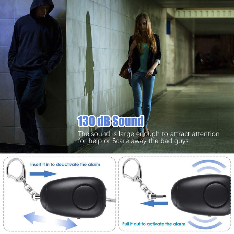 (Upgraded New Version) Safe Sound Personal Alarm, Rechargeable Emergency 130db Security Alarm Keychain Siren Song with 2 LED Lights, for Women, Men, Children, Elderly (3 Pack) Mix Color