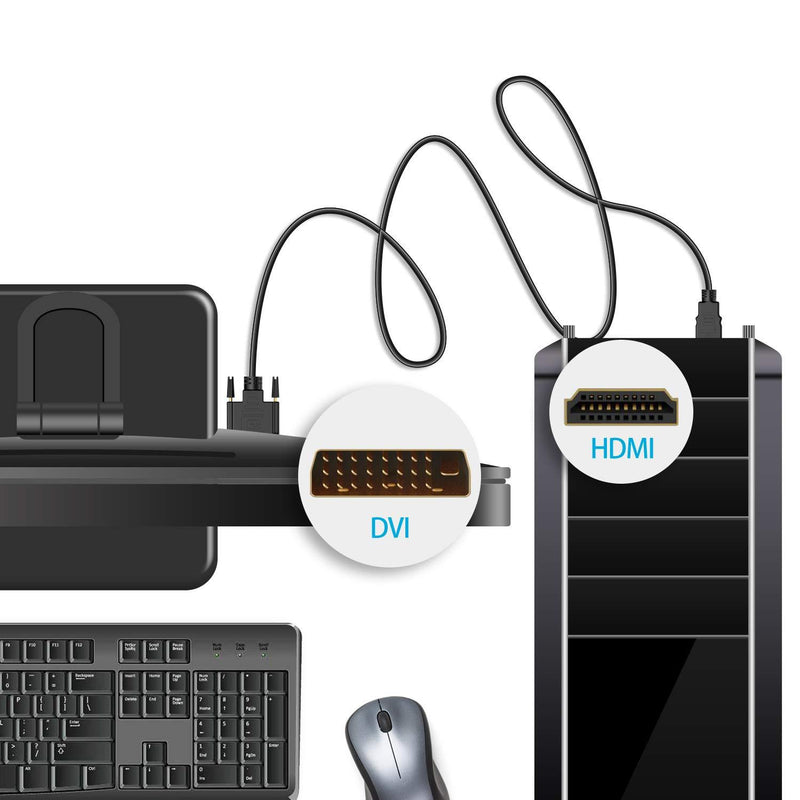 Rankie HDMI to DVI Cable, CL3 Rated High Speed Bi-Directional, 6 Feet, Black