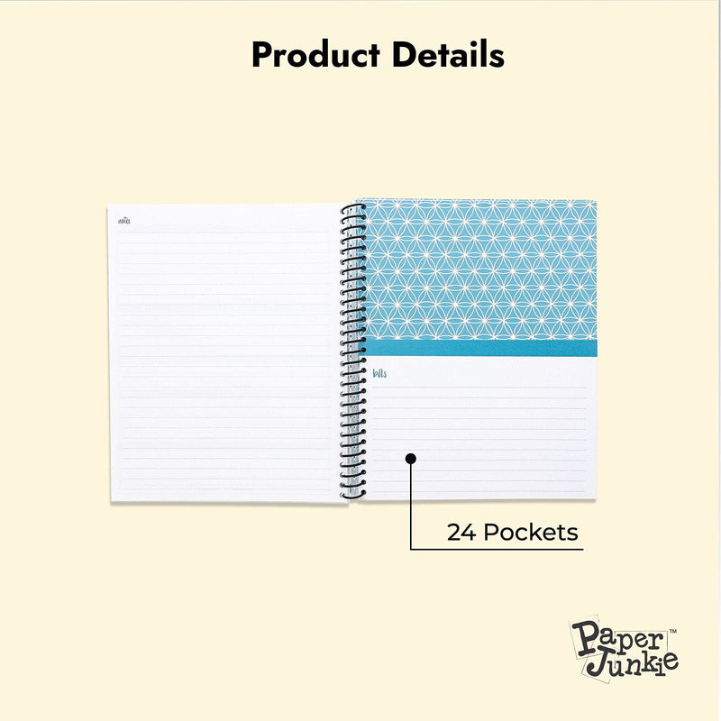 Monthly Budget Planner with Pockets, Bill Organizer Expense Tracker (Blue, 8x10 In)