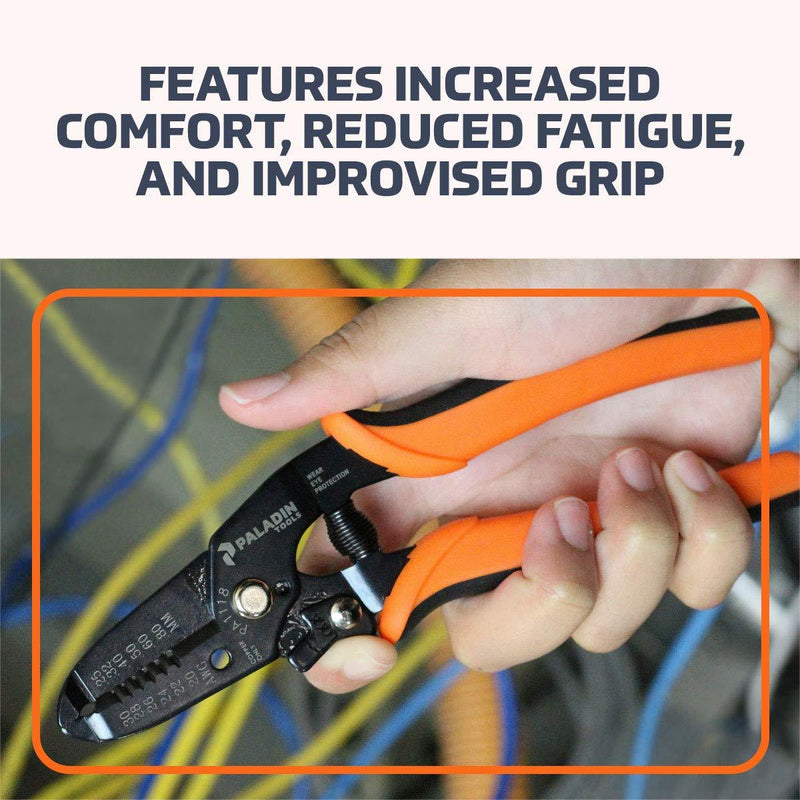 Wire Stripper and Cutter by Paladin Tools - 30-20 AWG Solid and Stranded Wire, Electrician - Spring-Loaded, Locking Handle, Comfortable