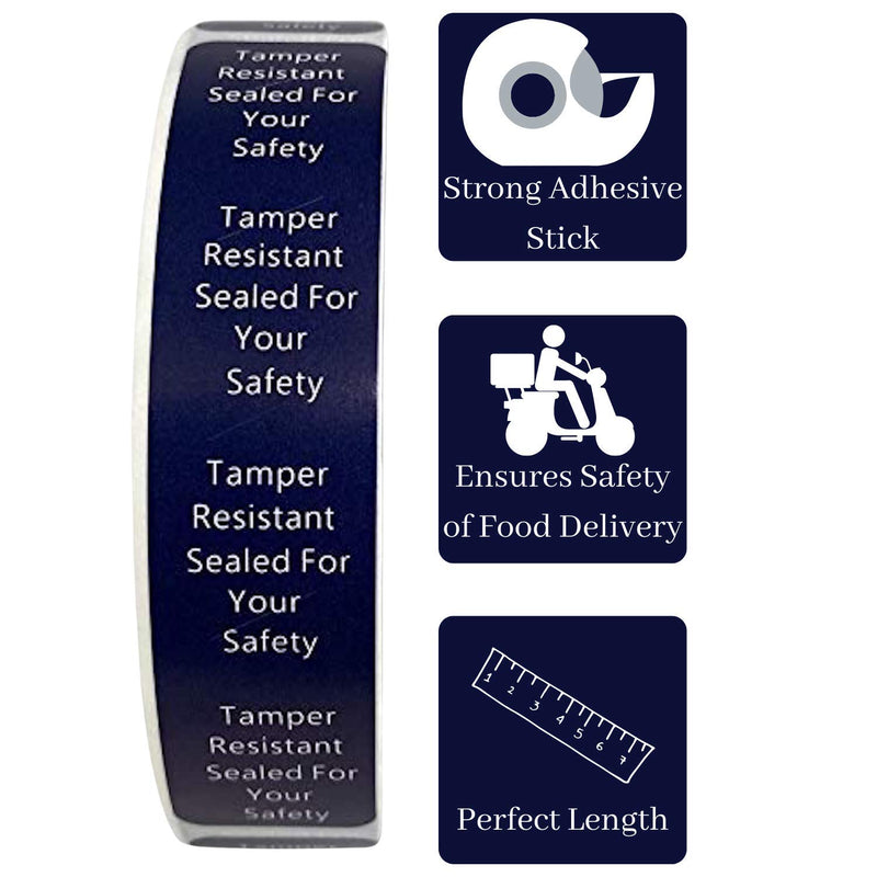 Tamper Evident Labels | Sealed for Your Safety Stickers | 500 Tamper Proof Stickers | Food Stickers Help Increase Security During Delivery |(0.75 x 3.5 in) Navy Blue Tamper-evident