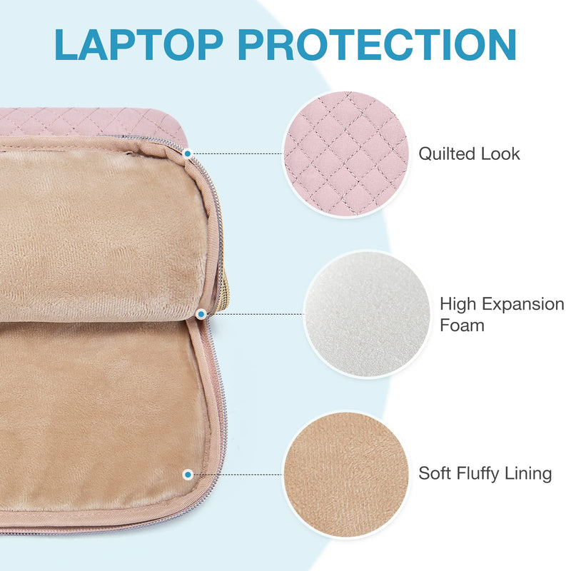 Laptop Sleeve,BAGSMART Laptop Carrying Case Compatible with MacBook Air/Pro Retina,Compatible with 13-13.3 inch Notebook,MacBook Pro 14 Inch,MacBook Air,Laptop Protective Case with Pocket,Handle,Pink Pink