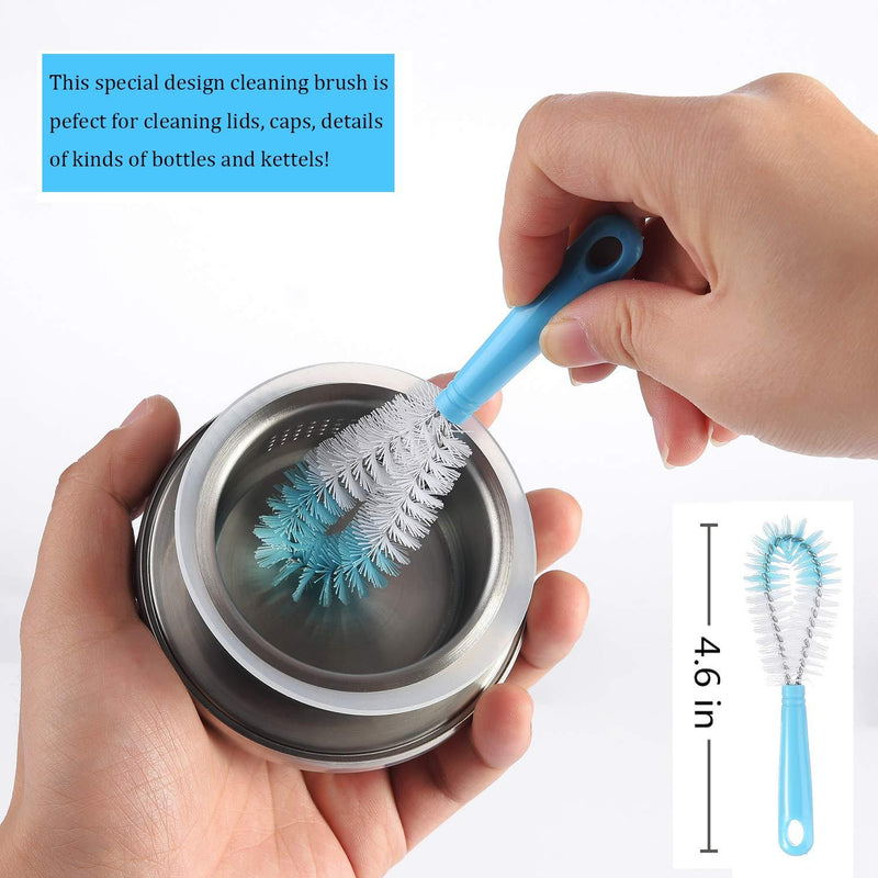 ALINK Bottle Cleaning Brush Set - Long Handle Bottle Cleaner for Washing Narrow Wine/Beer Bottles, Thermos, Hummingbird Feeder, S’Well, Sports Water Bottles, Plus Kettle Spout/Lid Brush, Straw Brush