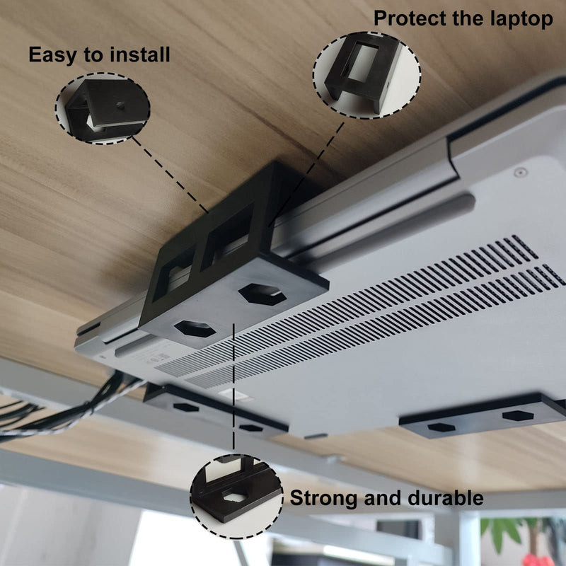 PIAOLGYI 6 Pcs Under Desk Laptop Holder Mount with Screw,Under Desk Laptop Mount Bracket,Add On Under Table Laptop/Keyboard Storageï¼ˆ6 Pcsï¼‰
