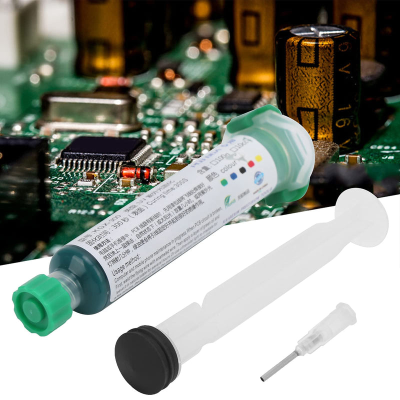 UV Curing Solder Stop Ink KGX-900 Green (10cc) with Print Needle, PCB Circuit Board Insulation Protective Varnish