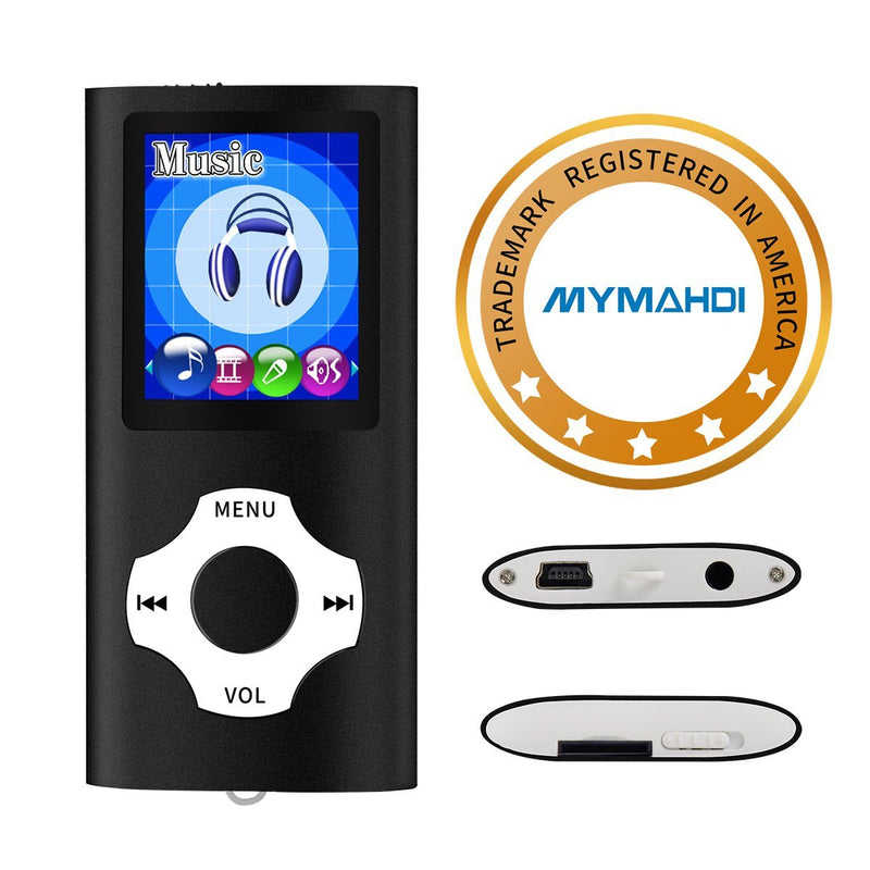 MYMAHDI Support TF Cards Slim 1.8" LCD Mp3 Mp4 Player Media/Music/Audio Player with Accessories Black