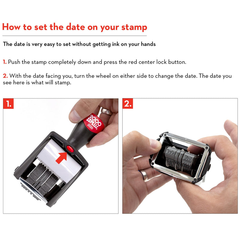 2000 Plus 2020 Heavy Duty Date Stamp, Large Date Size - Exclusive 12-Year Band - Black Ink