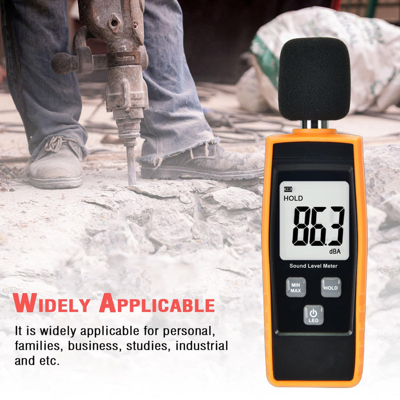 Handheld Sound Level Meter, 30~130dB Decibel, Backlight Noise Meter, Digital LCD Display for Indoor and Outdoor Use, Max/Min/Hold Function