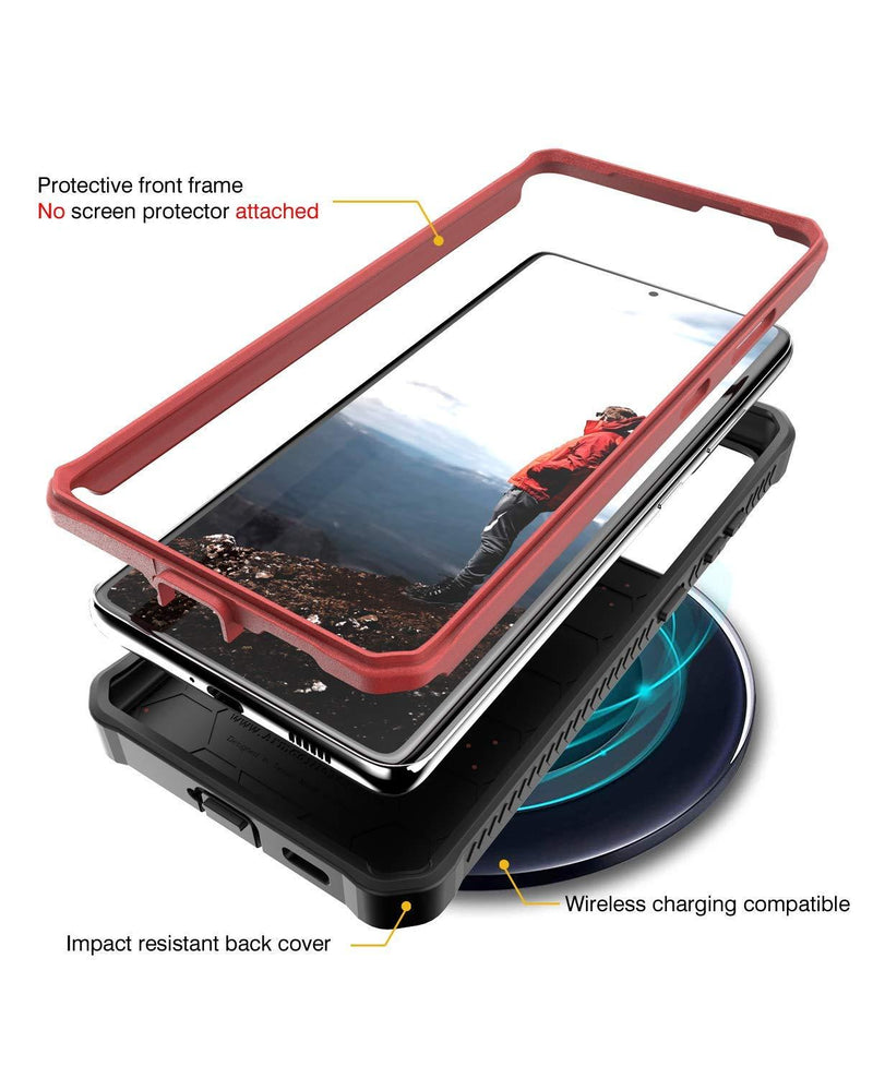 ArmadilloTek Vanguard Case Compatible with Samsung Galaxy S21 Ultra, Military Grade Full-Body Rugged with Built-in Kickstand [Screenless Version] - Red