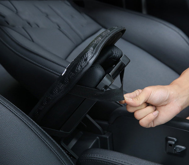 Forala Auto Center Console Pad PU Leather Car Armrest Seat Box Cover Protector Universal Fit (A-Black) A-Black