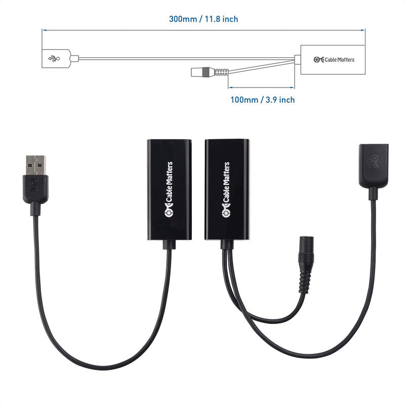 Cable Matters USB Over Ethernet Extender with Power Adapter - Full USB 2.0 Support for Keyboard, Mouse, Webcam, and More