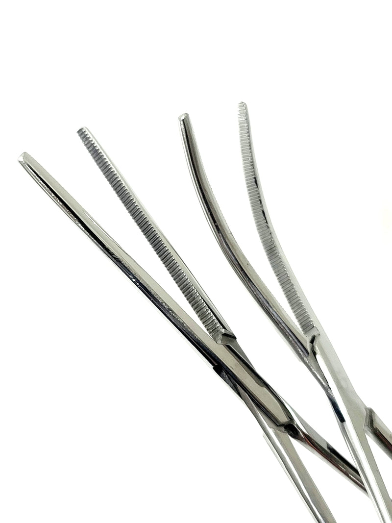 ArtLab-Quality 2 Pcs 8" Locking Straight & Curved Hemostat Set -Hemostat Forceps Set - Stainless Steel Locking Tweezer Clamps - Ideal Hemostats for Nurses, Fishing Forceps, Crafts and Hobby