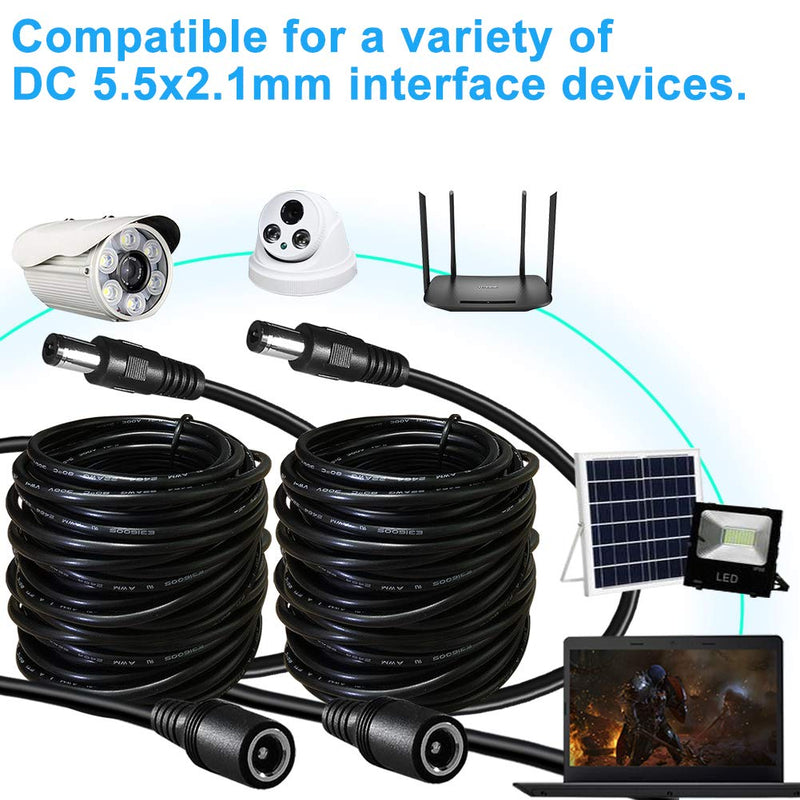 SIOCEN 2-Pack 33ft DC Power Extension Cable 5.5mm x 2.1mm DC 12v Security Camera Extension Cord Male to Female for CCTV Indoor,Standalone LED Strip,DC Power Supply Adapter Plug Extender Cable Black