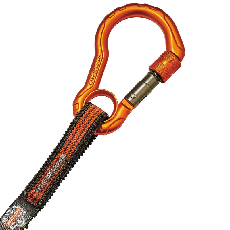 Shock Absorbing Tool Lanyard with Self-Locking Carabiner and Detachable Loop End, Tool Weight Capacity 5lbs, Ergodyne Squids 3102, Orange & Gray, Standard (3102F(x))