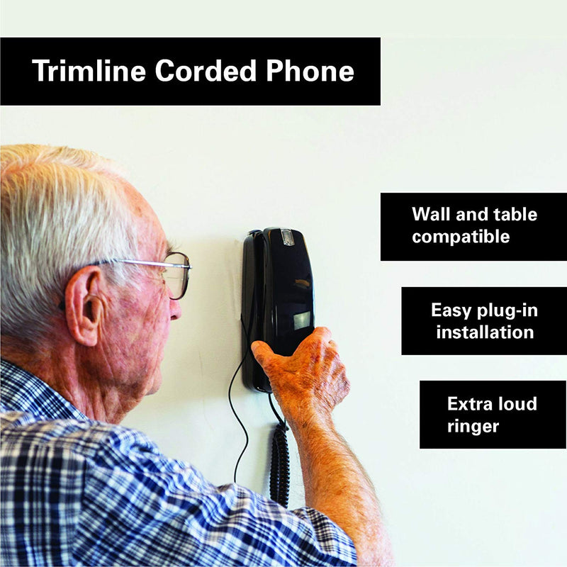 Corded Phone - Phones for Seniors - Phone for Hearing impaired - Black - Retro Novelty Telephone - an Improved Version of The Princess Phones in 1965 - Style Big Button - iSoHo Phones