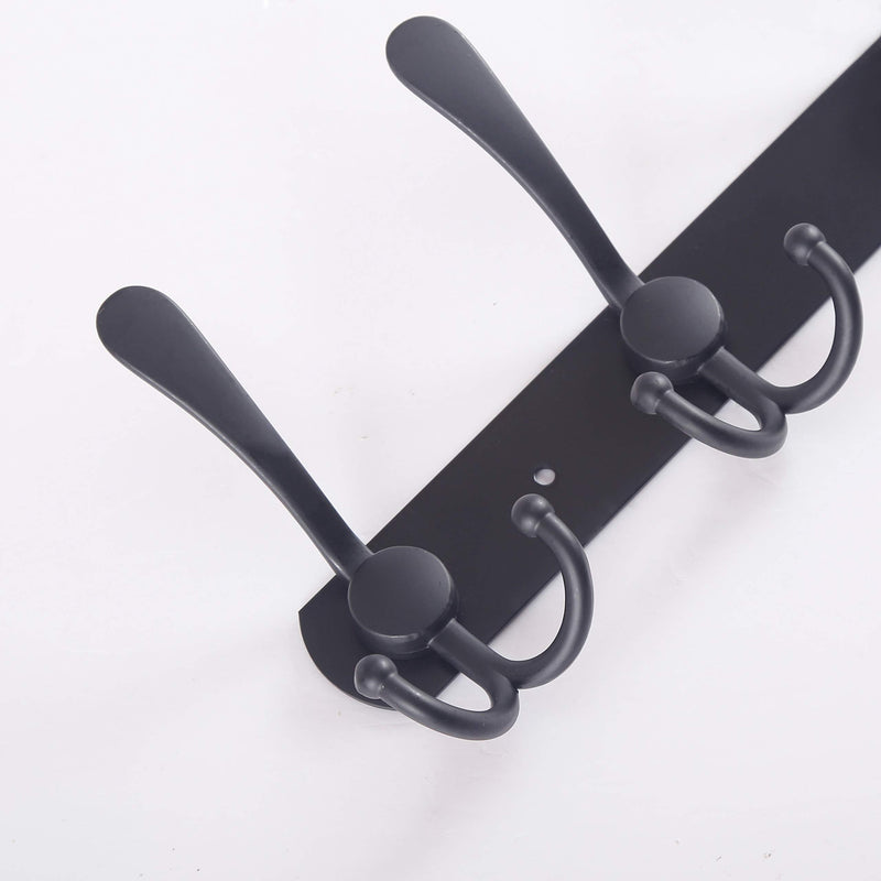WEBI Coat Rack Wall Mounted Black,5 Tri Hooks for Hanging Coats,Wall Coat Hanger,Jacket Hanger,Wall Rack for Clothes,Backpack 1 Pack