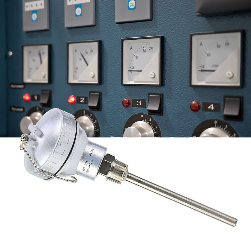 High Efficiency RTD PT100 Temperature Sensor Probe 1/2" NPT Thread Thermocouple Terminal Head for Temperature Controllers Industrial(Protection Tube 100mm)