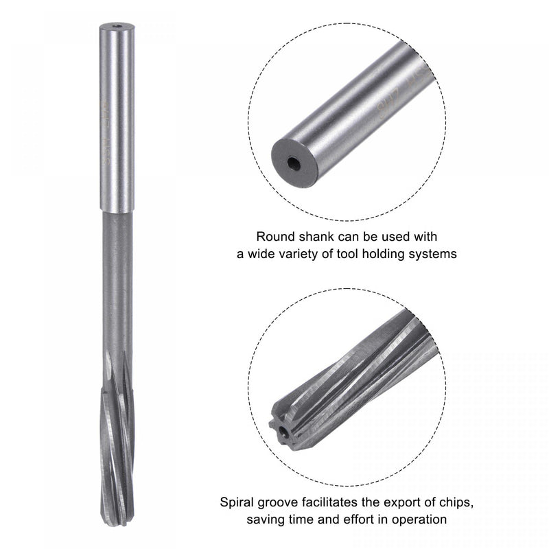 sourcing map Clamping Reamer 8mm H7 4241 High Speed Steel Spiral Groove Lathe Reamer Milling Cutter