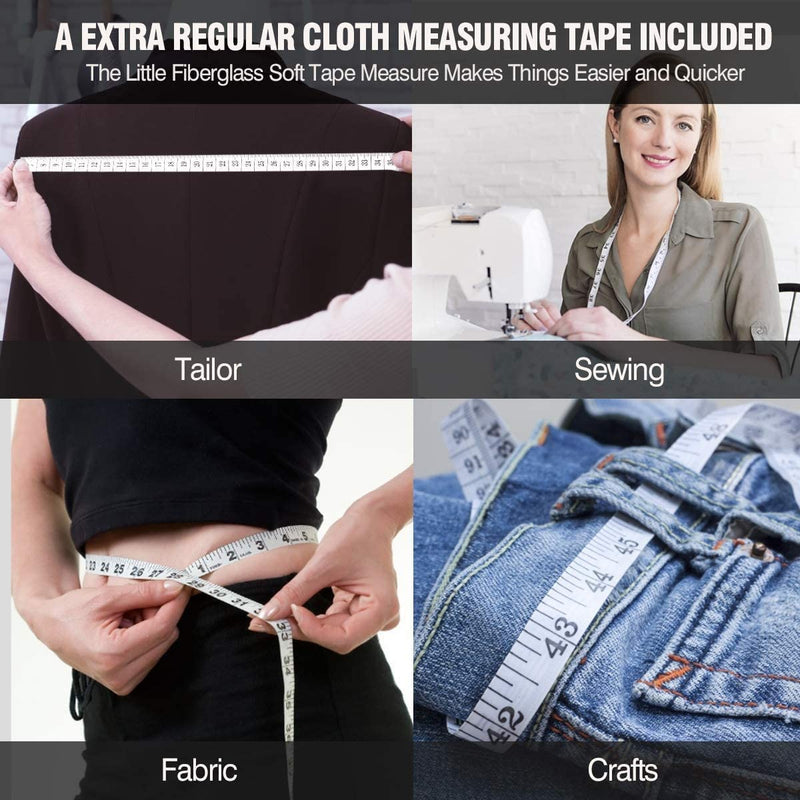 2PCS Tape Measure Body Measuring Tape 60inch (150cm), Retractable Measuring Tape for Body Measurement & Weight Loss, Accurate Body Tape Measure for Fitness, Tailor, Sewing, Handcrafts, Clothes Black