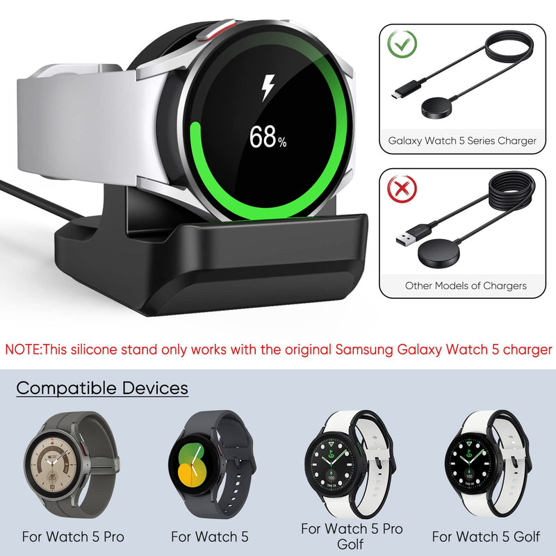 Stand Compatible with Samsung Galaxy Watch 5 Pro Charger/Galaxy Watch 5 Charger 2022, Non-Slip Silicone Charger Bracket Holder with Cable Management Slot for Galaxy Watch 5 40mm/44mm, Watch 5 Pro 45mm