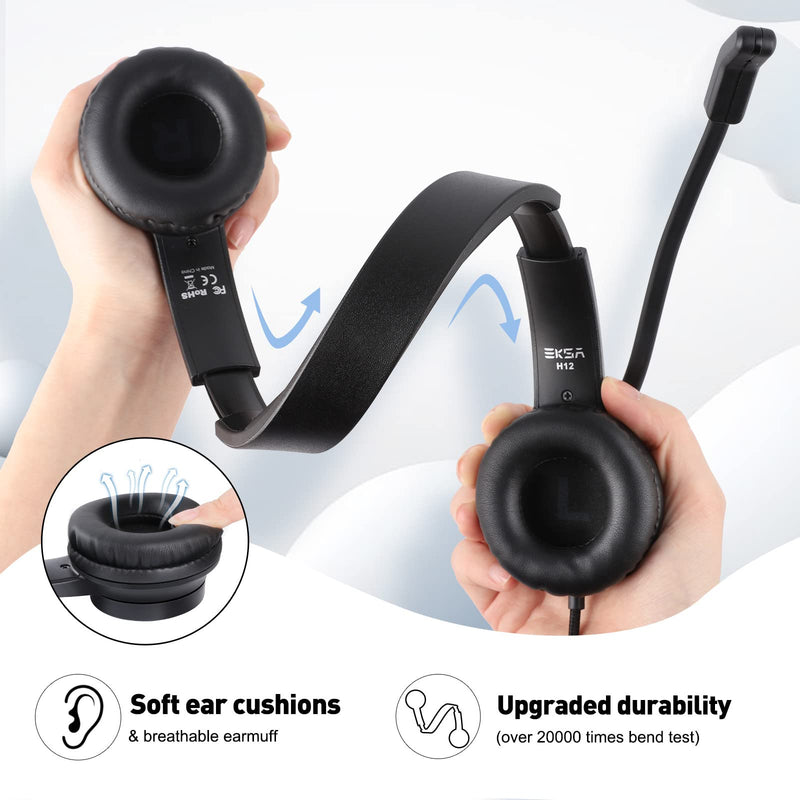 Headsets with Microphone for Laptop, 3.5mm Wired Computer Headset Super-Lightweight Noise Cancelling Headphones with in-line Control Volume & Mute, PC Headset Perfect for Classroom, Home or Office