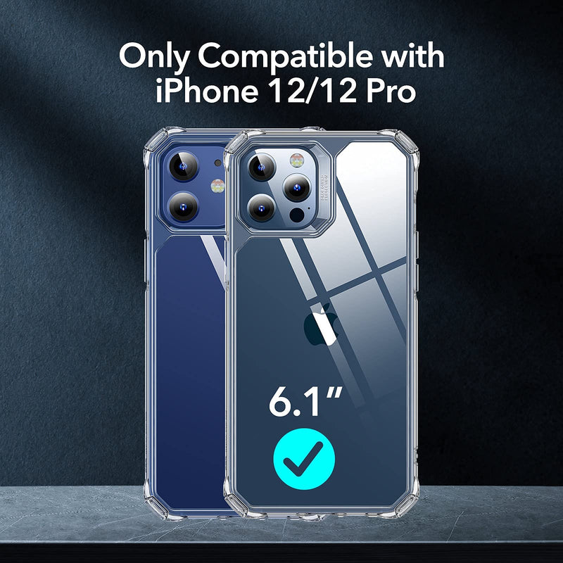 ESR Air Armor Compatible with iPhone 12 Case/Compatible with iPhone 12 Pro Case [Military-Grade Drop Protection] [Shock-Absorbing Corners] [Anti-Yellowing Hard Back] [Scratch Resistant] 6.1", Clear Crystal Clear