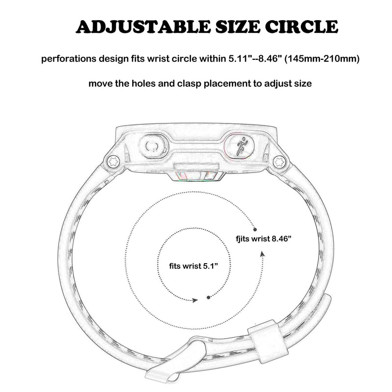 Replacement for Garmin Forerunner 235 / Garmin Approach S20 S5 S6 Watch Band Accessory, Adjustable Silicone Solid&Pattern Strap Wristband for Forerunner 220/230/620/630/735XT/235Lite Black/White