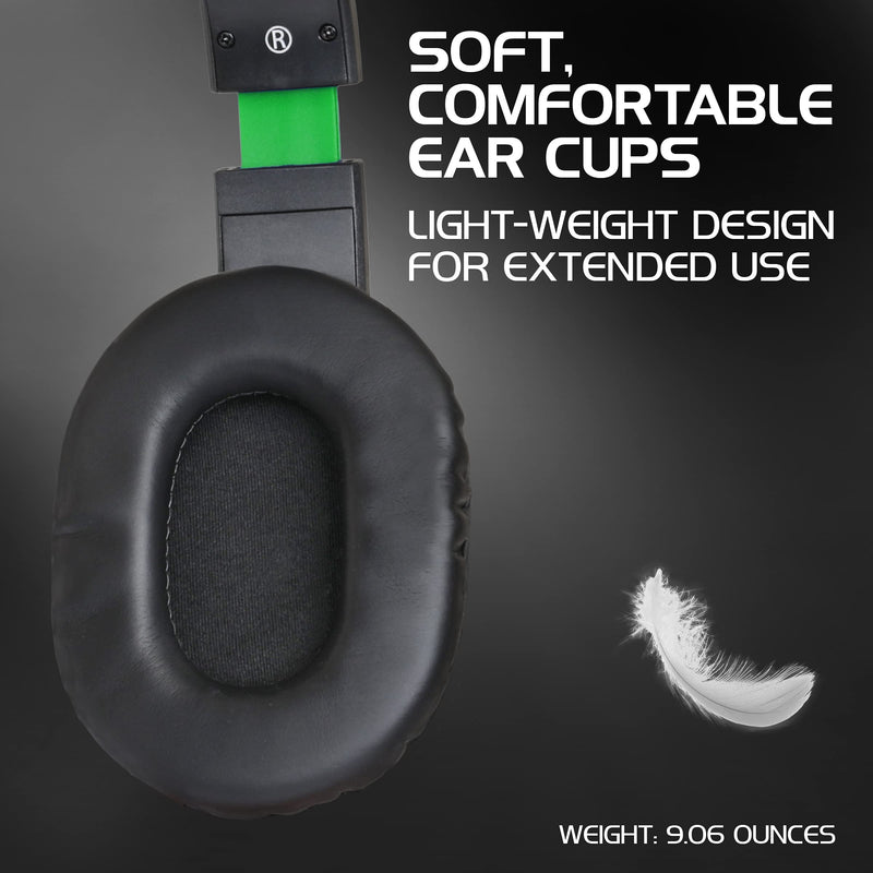 ENHANCE GX-H5 Gaming Headset with Microphone - Gaming Headset for PS4, PS5, Xbox, PC, Switch with Adjustable Headband, Volume Controller, USB Sound-Isolating Earcups, Splitter Cable (Green) Green
