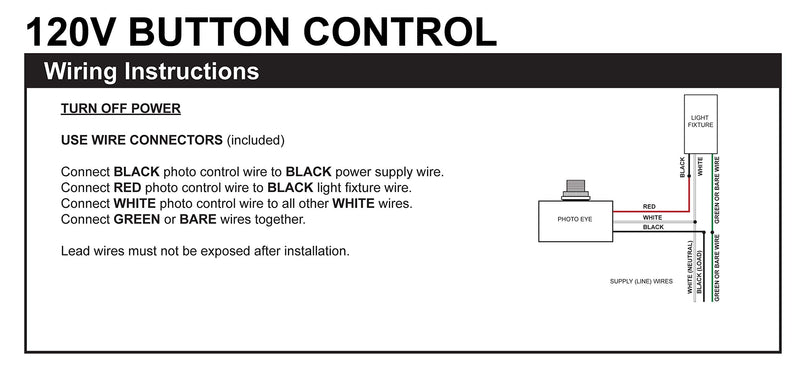 Solus SPC-688 120V Automatic Dusk to Dawn Photocell Photo Control Light Sensor Switch for Hardwire Outdoor Lamp Posts, Works with Most Fixtures and Bulbs, Black Button Photocell Pack of 1